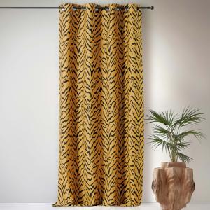 Rideau à oeillets tigre coton/polyester jaune 140x240 cm