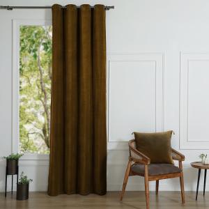 Rideau à oeillets velours de coton brun chêne 135x260