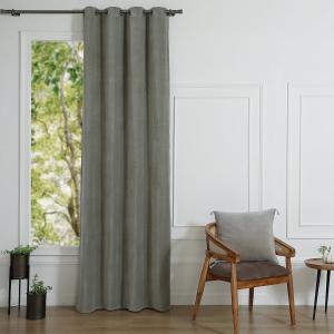 Rideau à oeillets velours de coton vert de gris 135x290