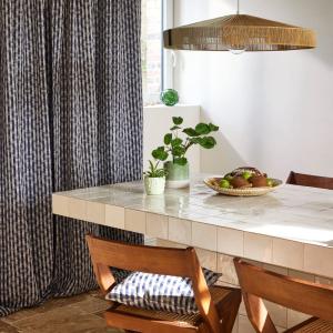 Rideau à Passants en Jacquard bicolore à carreaux Bleu