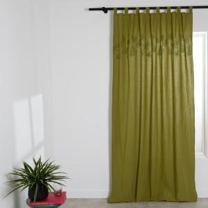 Rideau à pattes en coton motif floral en corde appliquée ve…