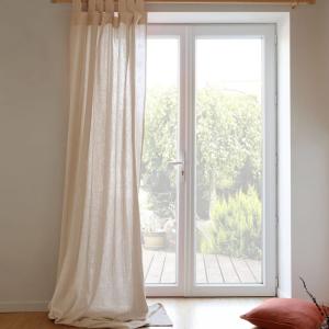 Rideau à pattes en gaze de coton 260 x 140 cm naturel