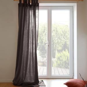 Rideau à pattes en gaze de coton 260 x 140 cm taupe