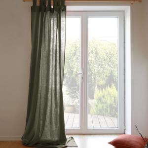 Rideau à pattes en gaze de coton 260 x 140 cm thym