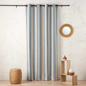 Rideau à rayures verticales en armure satin avec œillets co…