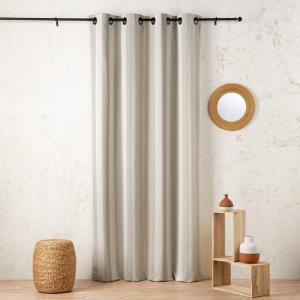 Rideau à rayures verticales en armure satin avec œillets co…