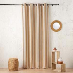 Rideau à rayures verticales en armure satin avec œillets co…
