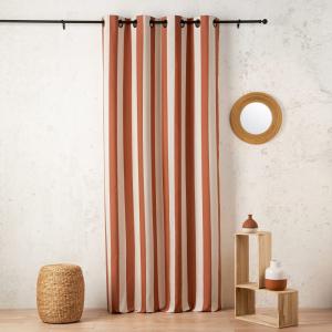 Rideau à rayures verticales en armure satin avec œillets co…