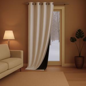 Rideau anti-froid doublé polaire flanelle naturel 140x260 c…