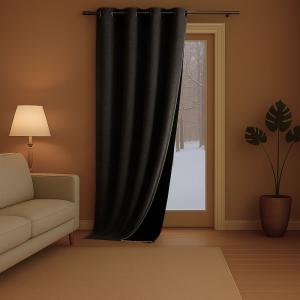 Rideau anti-froid doublé polaire flanelle noir 140x260 cm