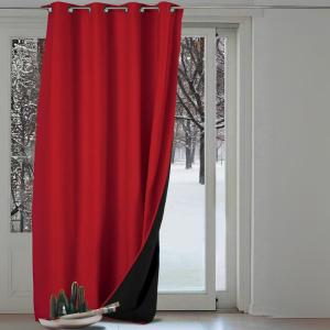 Rideau anti-froid doublé polaire flanelle rouge 140x260 cm