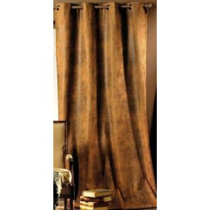 Rideau aspect faux cuir usé marron polyester 140x260cm