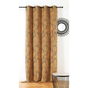 Rideau aux feuilles stylisées jacquard orange 260 x 140