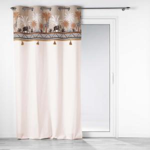 Rideau avec top esprit safari coton taupe 140x240 cm