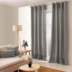 Rideau coloré en pur coton 8 œillets gris clair 135x240 cm