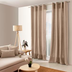 Rideau coloré en pur coton 8 œillets naturel 135x240 cm