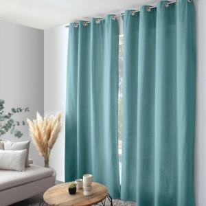 Rideau coton recyclé bleu glacier 140x240cm