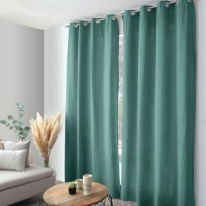 Rideau coton recyclé vert jade 140x240cm
