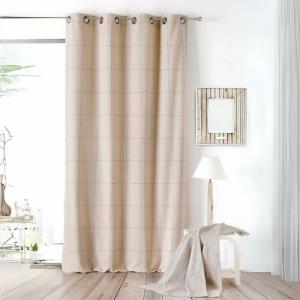 Rideau d'ameublement à grands carreaux coton crème 135x260…