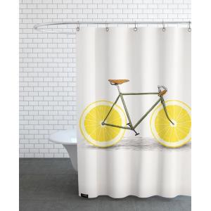 Rideau de douche en polyester en blanc ivoire & jaune 150x2…