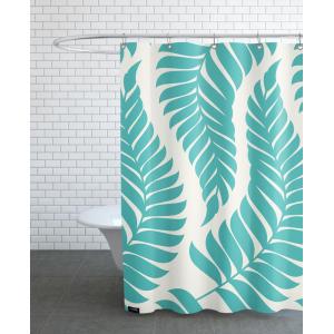 Rideau de douche en polyester en blanc & turquoise 150x200