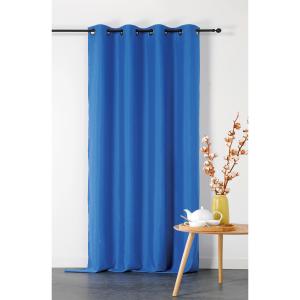 Rideau double natte polyester bleu 135x240 cm