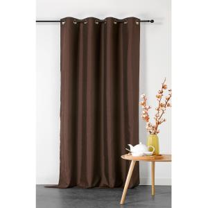 Rideau double natte polyester marron clair 135x240 cm
