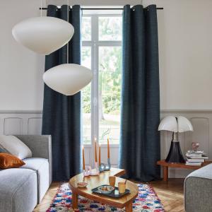 Rideau en coton bleu 136x280 cm