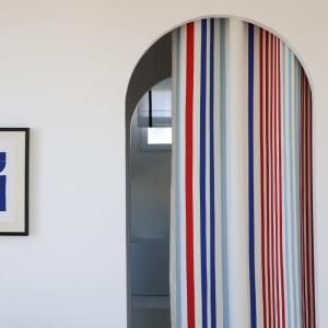 Rideau en coton bleu blanc rouge 176x250