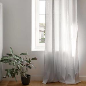 Rideau en coton et en polyester recyclé 135 x 250 cm blanc