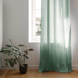 Rideau en coton et en polyester recyclé 135 x 250 cm vert e…