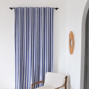 Rideau en coton et polyester bleu et blanc 140x250