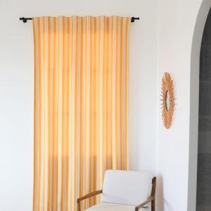 Rideau en coton et polyester jaune et blanc 140x250