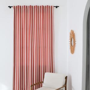 Rideau en coton et polyester rouge et blanc 140x250