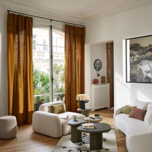 Rideau en coton marron 145x290 cm