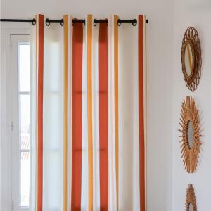 Rideau en coton orange et jaune 176x250