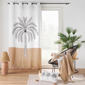 Rideau en gaze de coton motif palmier 140x240 cm