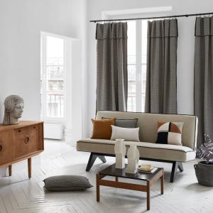 Rideau en Jacquard de coton bicolore Noir