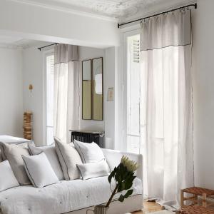 Rideau en lin beige 150x280 cm