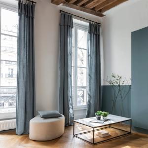 Rideau en lin vert 150x350 cm