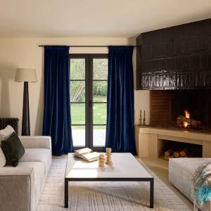 Rideau en polyester bleu 135x280 cm