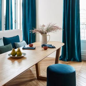 Rideau en polyester bleu 140x270 cm