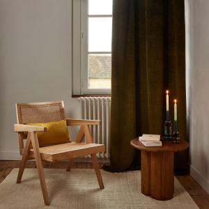 Rideau en Tissu chenille à l'effet velours gratté Vert