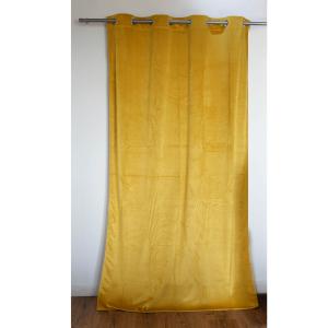 Rideau en velours occultant polyester jaune ocre 140x260 cm