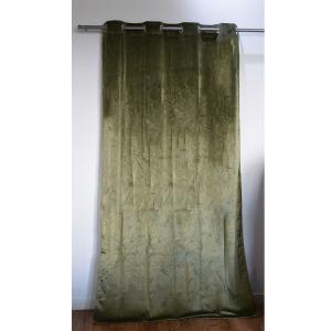 Rideau en velours occultant polyester vert foncé 140x260 cm