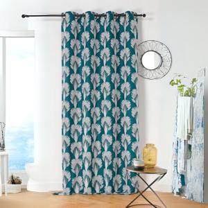 Rideau feuillages en fils recyclés coton vert emeraude 140x…