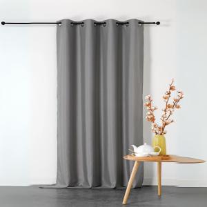 Rideau ignifugé en toile demi natté  polyester gris