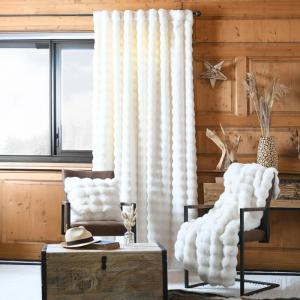 Rideau imitation fourrure ultra doux polyester ecru 240 x 1…