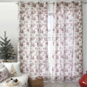 Rideau imprimé montagne en coton recyclé rouge 140x240 cm