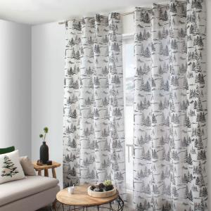 Rideau imprimé sapins écru et anthracite 140 x 240 cm